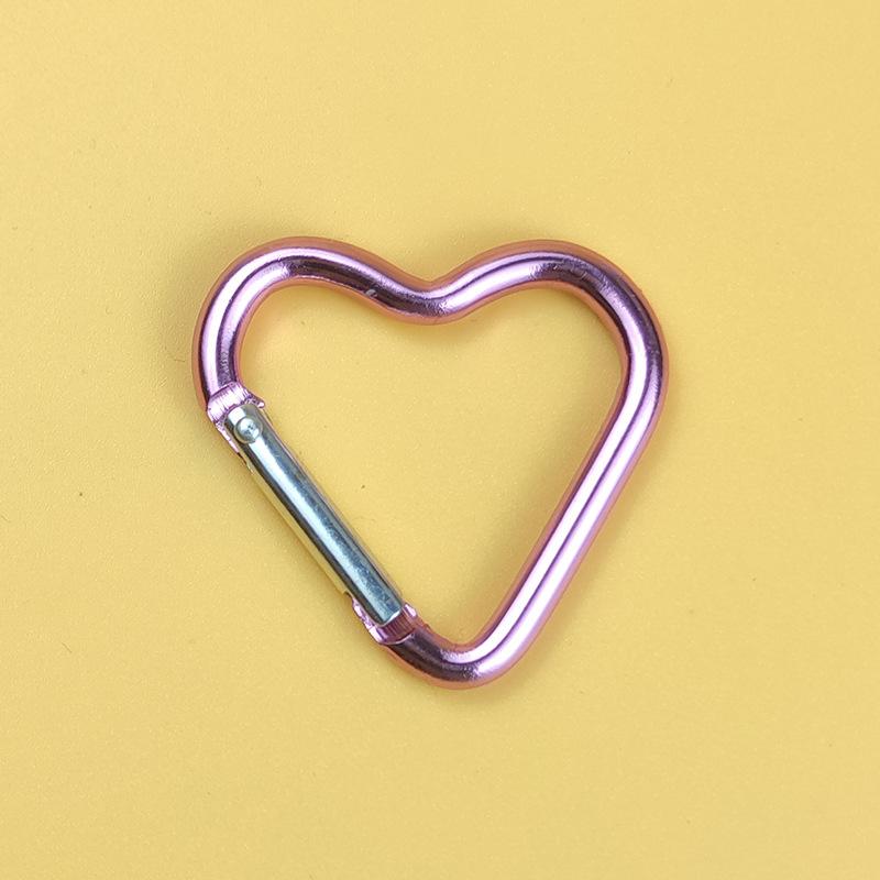 1 Pcs Heart-shaped Aluminum Carabiner Key Chain Clip Outdoor Keyring Hook Water Bottle Hanging Buckle Travel Kit Accessories