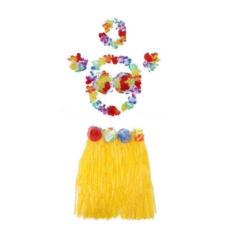 Children's Hawaiian Grass Skirt Costume Set - 6 Pieces, 40cm