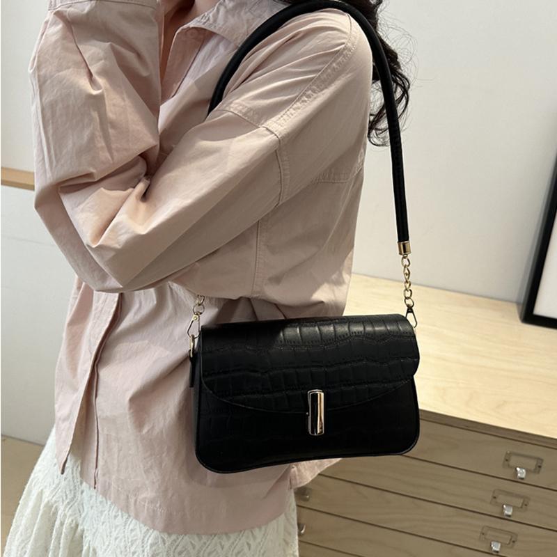 Pure Color Small Square Bag Women's Underarm Bag New Pattern Simple Commute Single Shoulder Handbag Trendy Bag