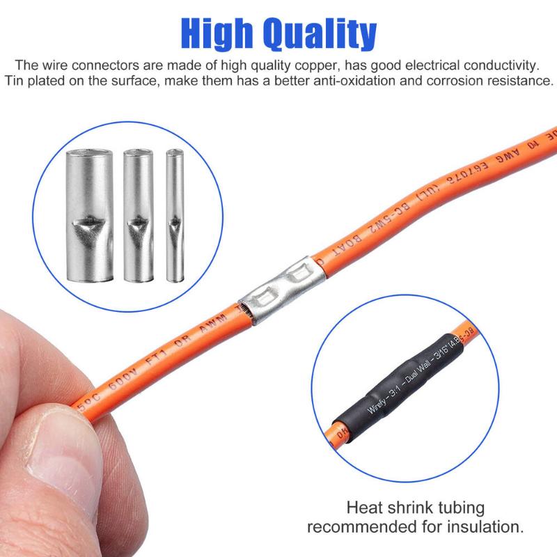 

200 Pairs of Wiring Connectors Without Insulation Retainer Cable Terminal Copper Bare Tin Crimp Terminal