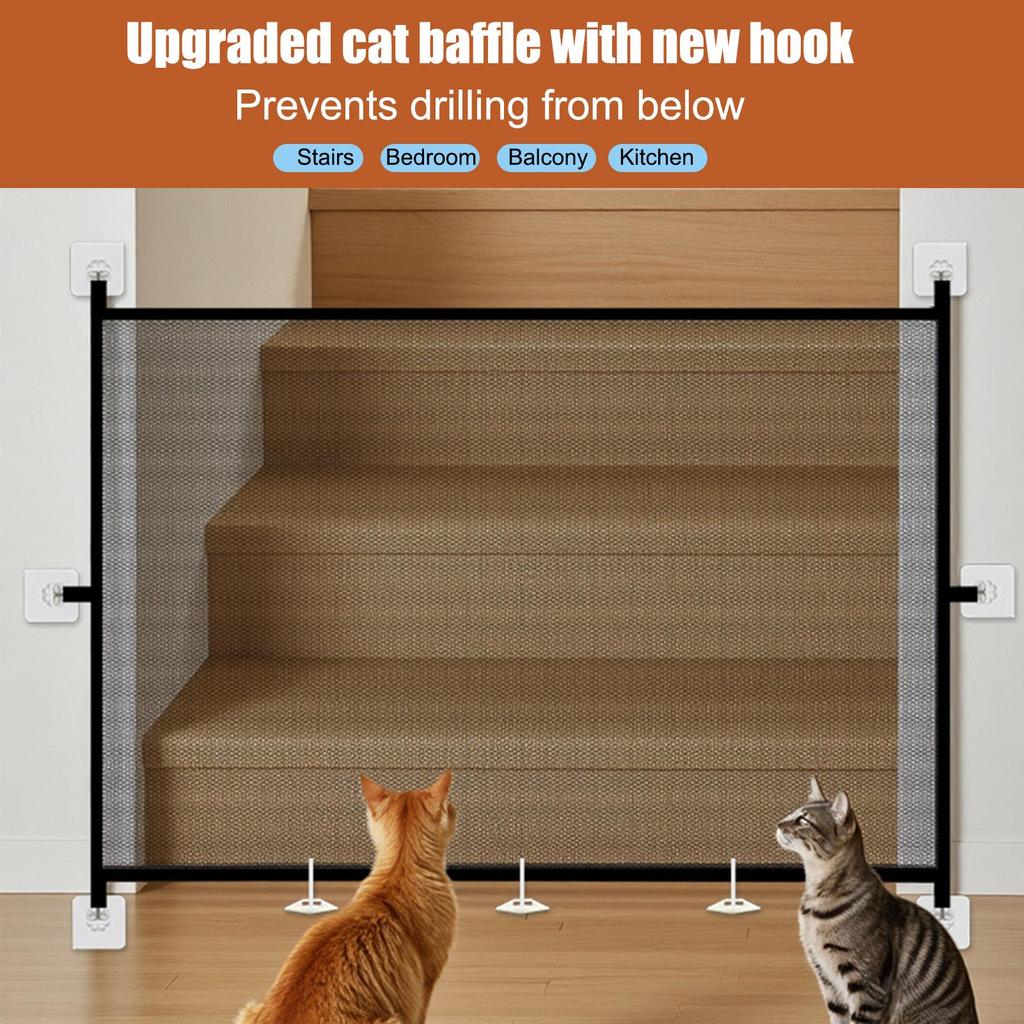Foldable Pet Gate No Drill Mesh Safety Barrier for Dogs Cats Indoor Fence Portable Pet Barrier for Doorways Hallways Stairs