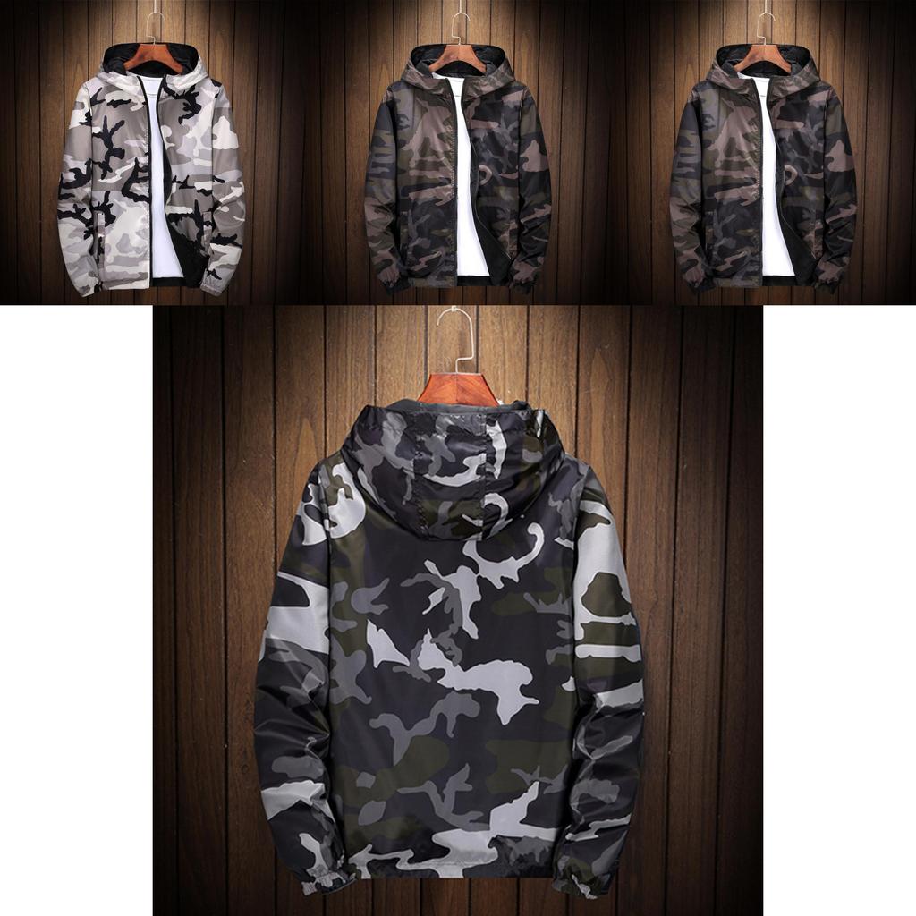 Premium Reversible Men Jacket Coats Male Casual Hooded Camouflage Windbreaker Outwear