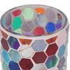 Handcrafted Mosaic Glass Candle Holder Hexagonal Candle Vase Candlestick Holder with Colored Glass Shards for Table Decor Wedding Party