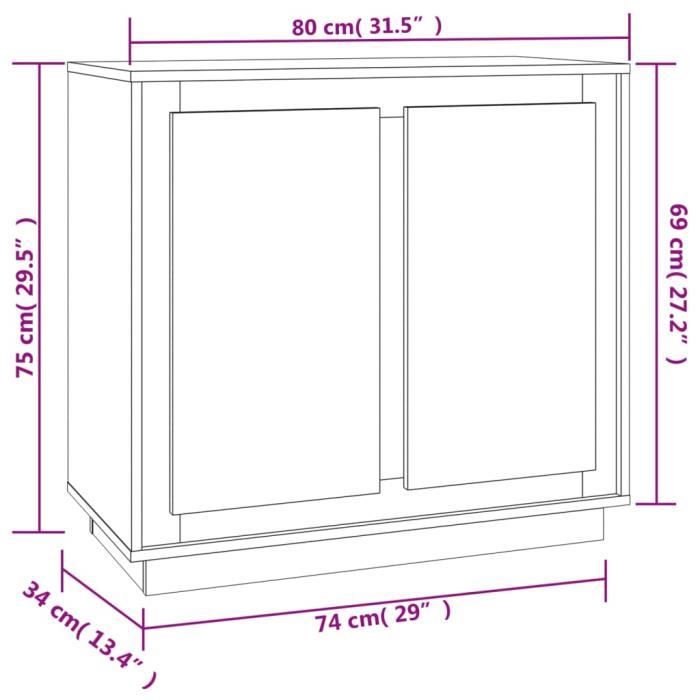 VidaXL Buffet High-gloss White 80x34x75 Cm Engineered Wood 819886