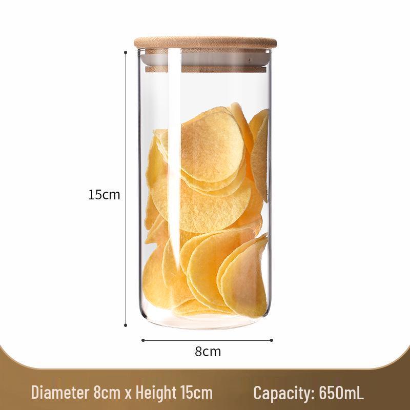 Transparent Sealed Glass Jar for Grains, Cereals, Dried Fruits, Tangerine Peel, and Tea.