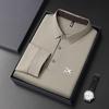 New Men'S Business Casual Long Sleeved Shirt With Badge Solid Color Polo Shirt Fashionable Breathable Comfortable Versatile Top