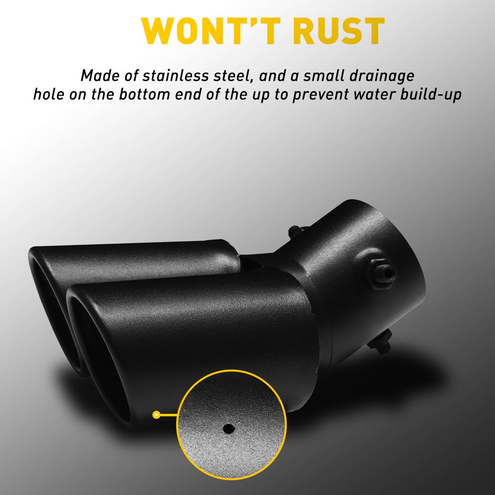 Universal Car Exhaust Trim Muffler Pipe Tail Fit For 1.5-2.4inch outlet tailpipe Stainless Steel Curved Double Outlet Tail Pipe