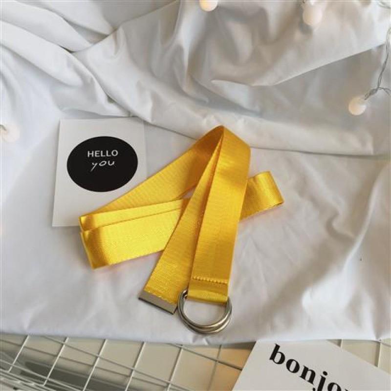 Stylish Korean Candy Color Canvas Double Ring Buckle Long Waist Belt For Men And Women