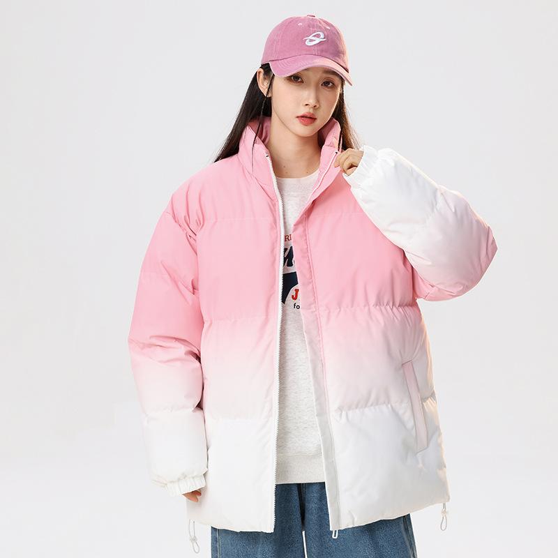 

Хлопковая одежда с градиентным эффектом тай-дай и воротником-стойкой для мужчин и женщин в одном стиле, зимняя одежда-мешок, утолщенная хлопковая куртка 3XL