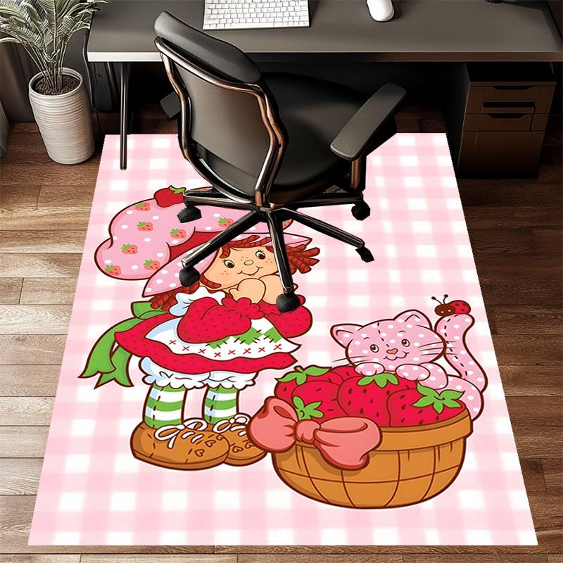 1pc Strawberry Princess6 Design Printed Area Rug Carpet for Bedroom Living Room Home Decor Rugs Mat Non Slip Mat Rug for Bedside