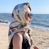 Nordic simple silk scarf long female French retro black and white striped large square scarf tied hair ins headscarf headband shawl