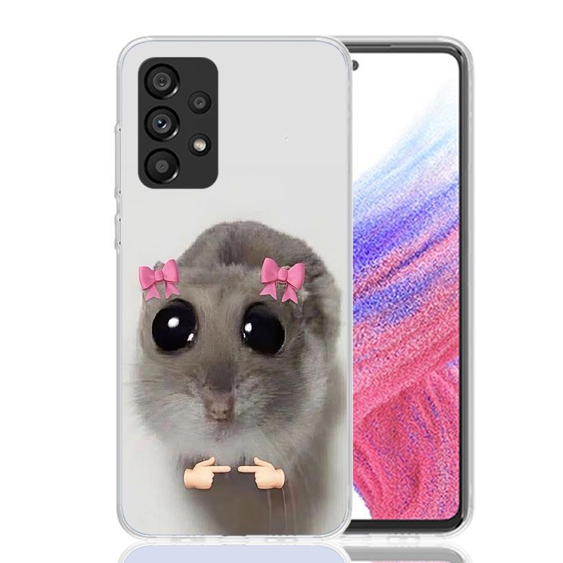 Funny Sad Hamster Meme Phone Case For Samsung Galaxy A52 A32 A22 A12 A02S A50S A30S A51 A31 AA71 Note 20 Ultra 10 S10 Plus Galax
