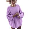 Women's Fashionable Casual Round Neck Solid Color Long Sleeve Sweaters