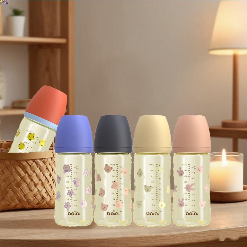 Food Grade Baby Milk Bottle PP Baby Bottle With Handle 270ml Baby Bottle  Feeding Supplies