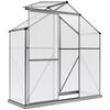 6 X 2.5ft Polycarbonate Greenhouse Walk-In Green House with Rain Gutter, Sliding Door, Window, Foundation, Dark Grey