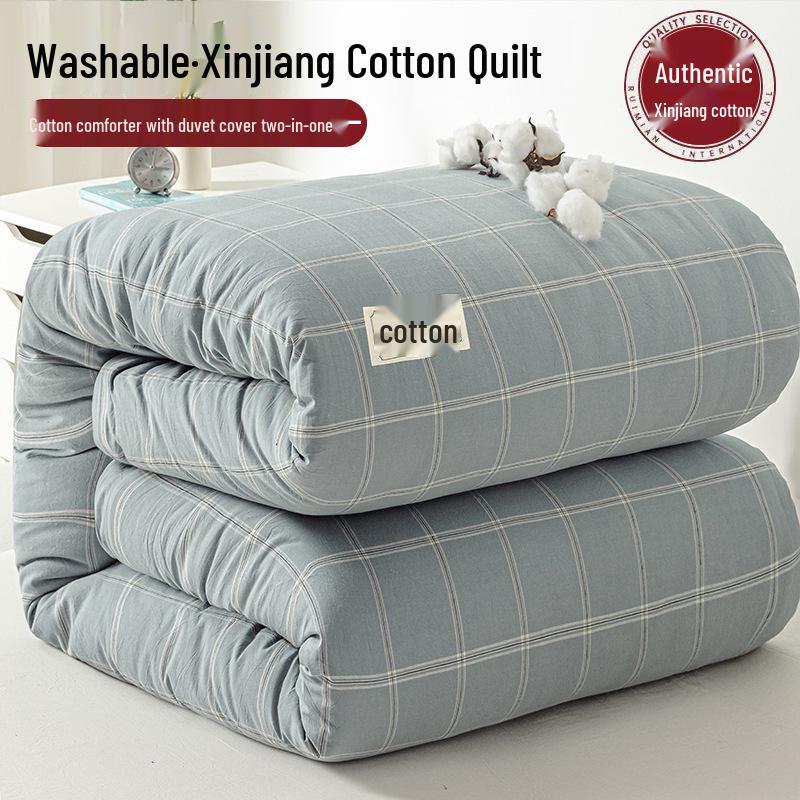 Kołdra z bawełny Xinjiang - Gruba, zdejmowana i zmywalna do akademików i łóżek pojedynczych, idealna na zimę, wiosnę i jesień.