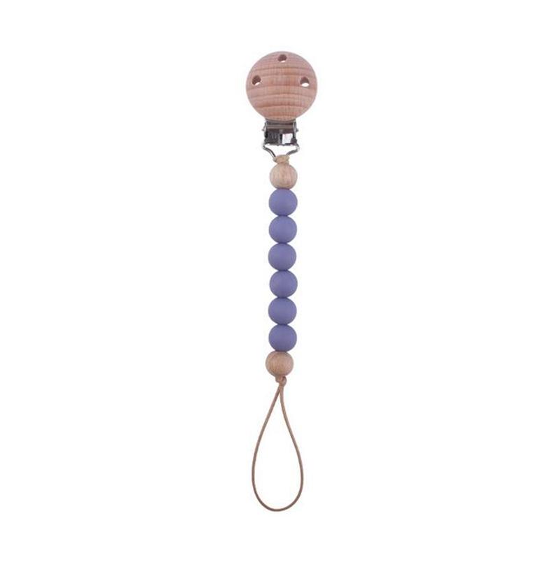 Beech Wood Chew Silicone Bead Pacifier Clips Dummy Chain Holder Newborn Soother Chains Nipple Holder Baby Teething Toys Gifts