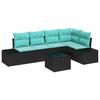 Set Divano da Giardino con Cuscini 6 pz Polyrattan Nero