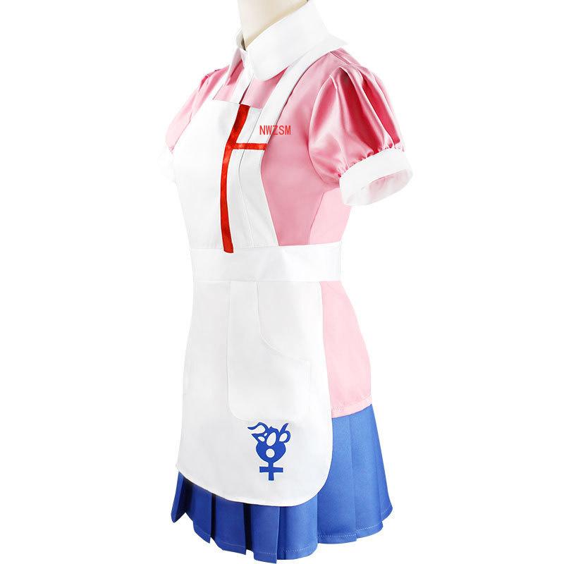 Danganronpa Mikan Tsumiki Costume Cosplay Halloween Carnevale Infermiera Definitiva Costume Divertente Uniforme da Cameriera per Donne