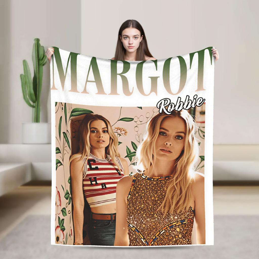 Warm Soft Blanket Picnic Margot Robbie Bedding Throws Funny Bedspread For Bedroom