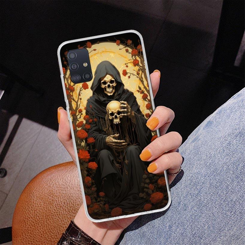 Reaper Skull Skeleton Gun Phone Case For Samsung Galaxy A52 A32 A22 A12 A51 A31 A50S A30S A20S A10S Note 20 Ultra 10 Plus S10 A7
