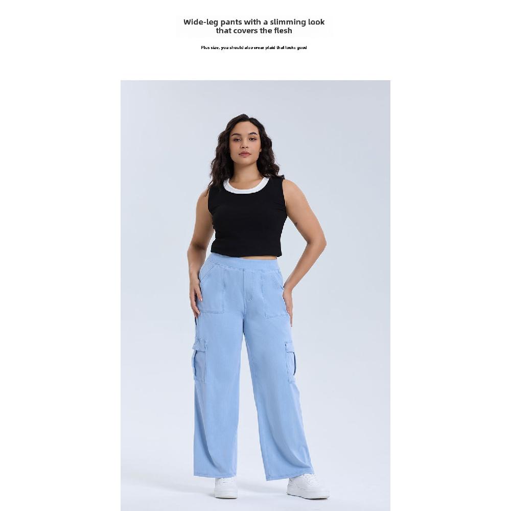 Yoga jeans met wijde pijpen en zakken, maat Large.