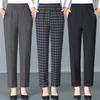 Plus Size High Waist Elastic Pants for Middle-Aged Women - Straight Leg, Casual Grandma Pants