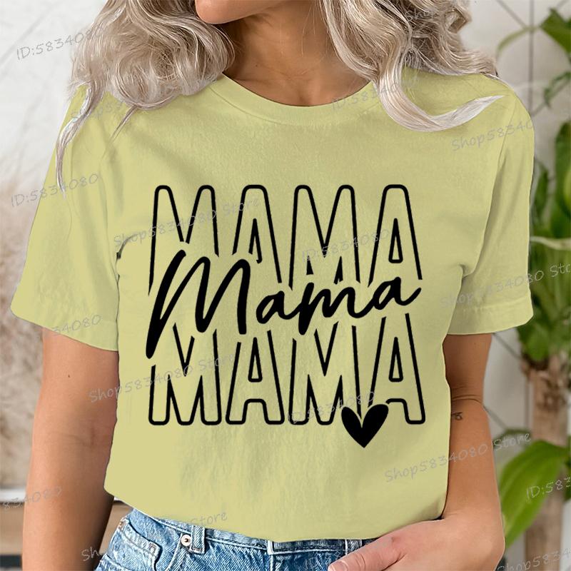 Mothers Day Mama Tshirts Stacked Mama for Ladies Tops Mom Life Short Sleeve Tshirt Crew Neck Gift for Mom Summer Tops Clothes