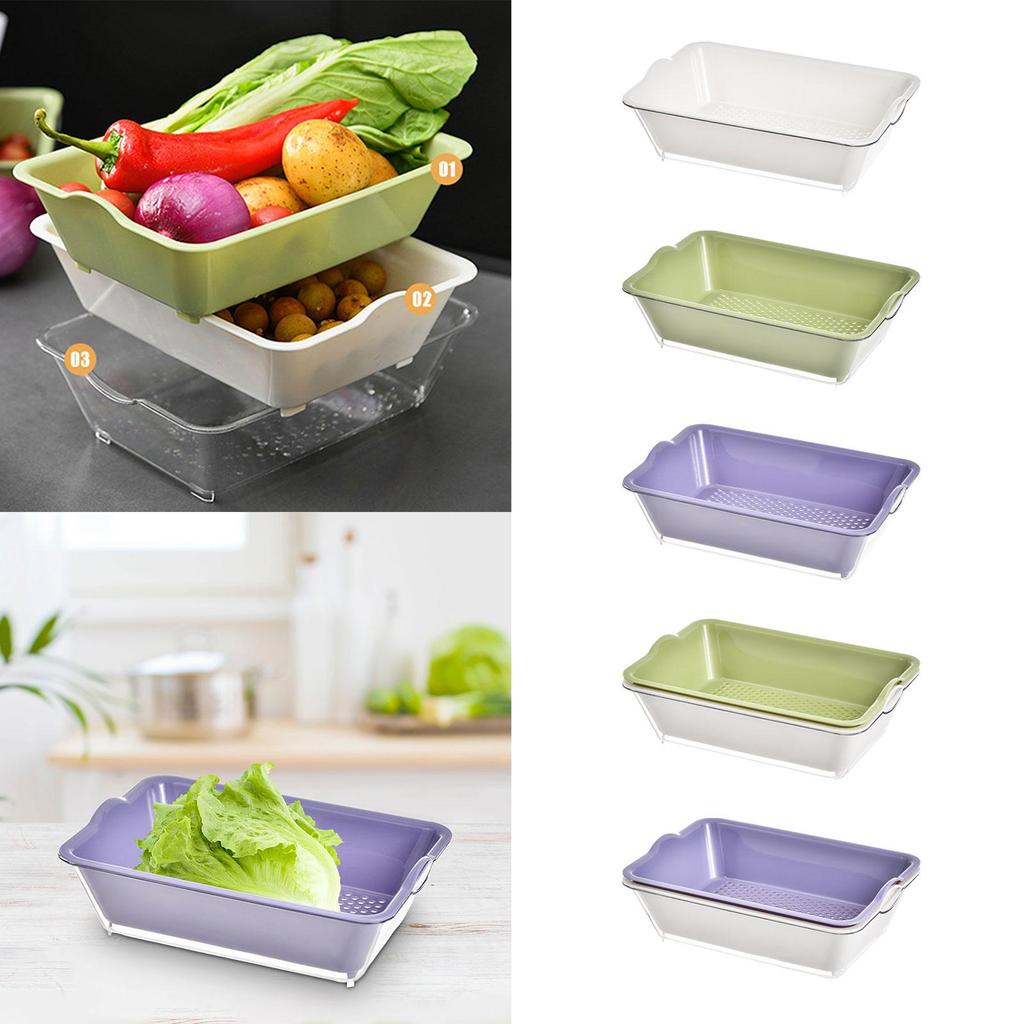 Drain Basin and Basket, Pasta Strainer, Colander Bowl Set for Spaghetti Vegetables Cleaning