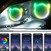 Car Headlight Demon Style Heart LED Angel Eye Ring with APP Control RGB Color Changing for Car Headlight Modification 12V