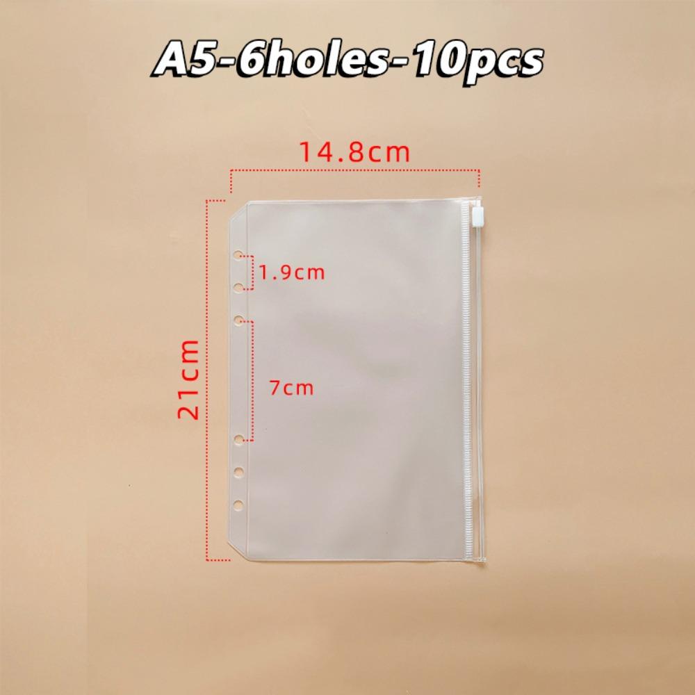 

ПВХ Папка-вкладыш для блокнота на кольцах Матовая самоклеящаяся папка для файлов Карманы для хранения в папке Подарок 10pcs A5 6Holes