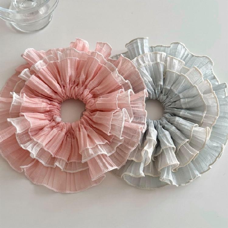 Lacy Hair Tie Elastic Scrunchies Multi Layer French Hair Rings for Elegant Updos Suitable for Long Hair