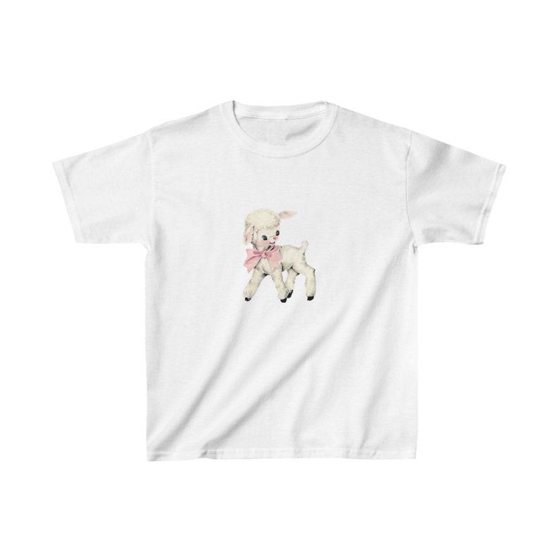 Lamb Pink Bow Baby Tee | Y2K Graphic Baby Tee, 90s Baby Tee, Graphic Shirt Crop, Coquette, Vintage Design 120