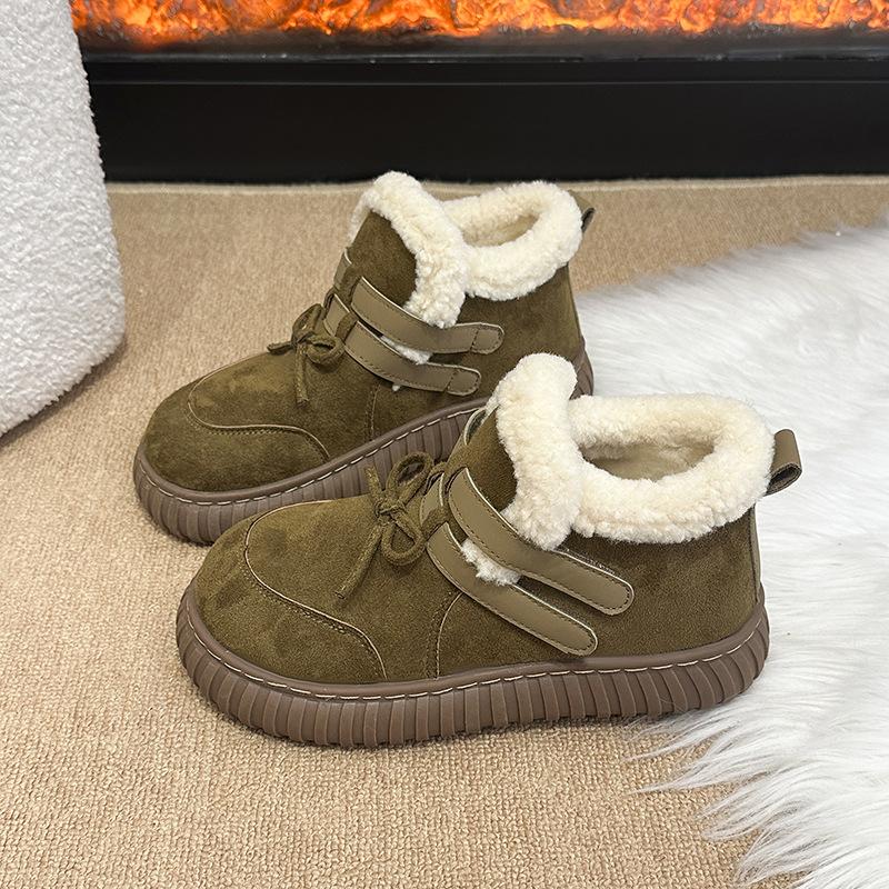 Damen Übergröße Weiche Sohle Erhöhend Winter Warm Fell Eins Rutschfest Schneestiefel Plüschgefütterte Stiefeletten Outdoor-Sport Baumwollstiefel