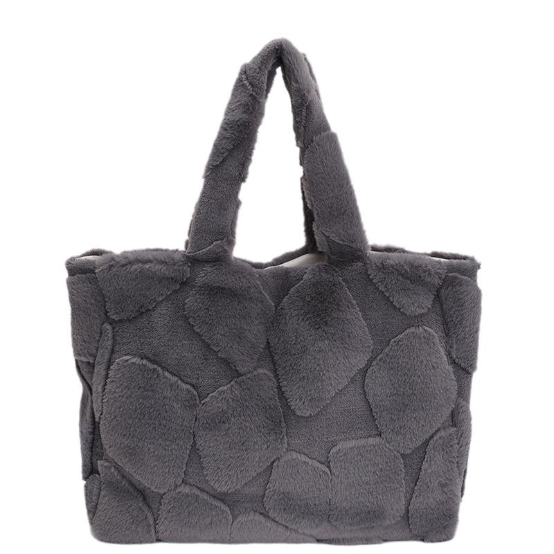 Damen Herbst/Winter Plüsch Tragetasche - Vielseitiges Nischen-Design, Modische Textur, Perfekt für den Arbeitsweg oder zum Tragen über der Schulter.