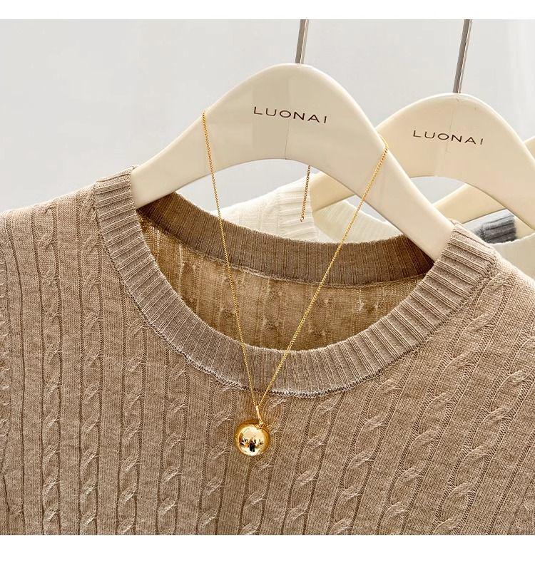 Dámské Vynikající Modré Copánkové Pletené Tričko Slim Fit - Letní Top s Krátkým Rukávem