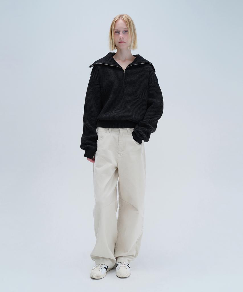 Daiaegeuneol Sailor Half Zip Up Knit (Charcoal)