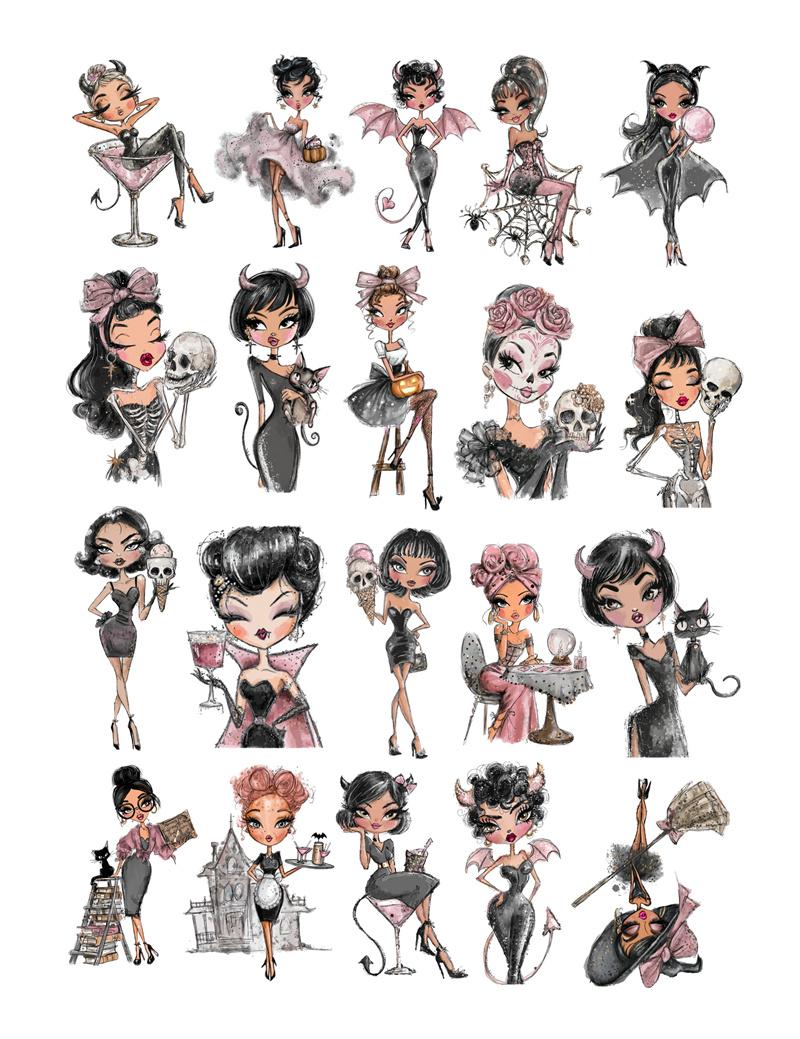 

1 Set Cute Watercolor Vintage cute Gothic witch Stickers Girl Scrapbooking /Decorative/DIY Craft Photo Album Journal journal белый