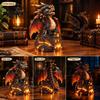 Resin Figurine Light Up Dragon Figurine, Gothic Castle Statue, Decorative Indoor Outdoor Decorations Fantasy Creature Ornament for Home, Office Table,