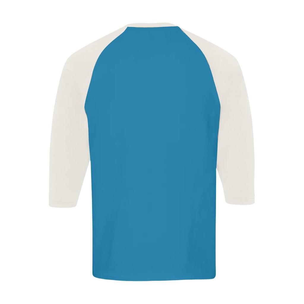 Men's Button-Down Contrast Raglan 3/4 Sleeve Top