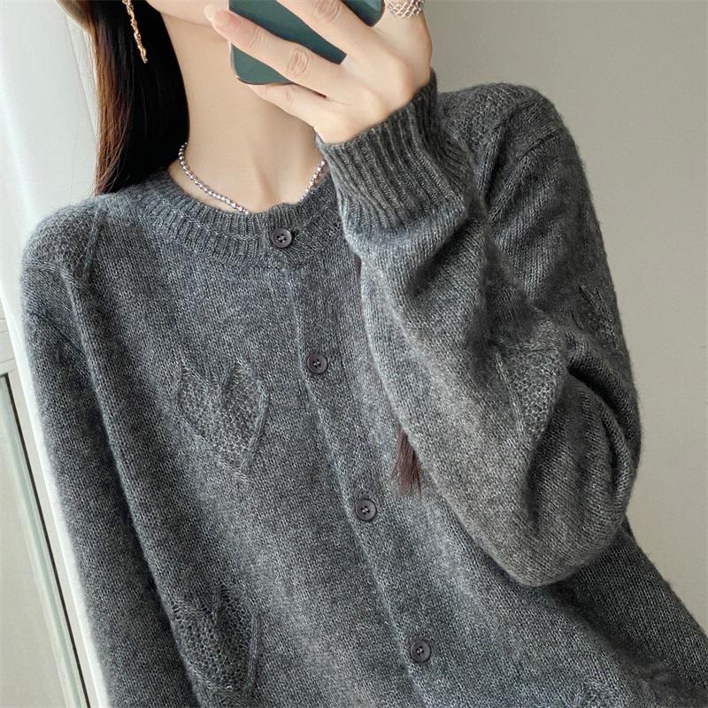 QingHe Cashmere Women's 30% Cashmere Cardigan - Soft & Warm Wool Blend Sweater