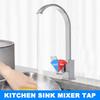 Modern Square Brass Cold & Hot Wster Faucet Swivel Spout Kitchen Sink Taps Basin Sink Mixer Tap 14.1x7.2in