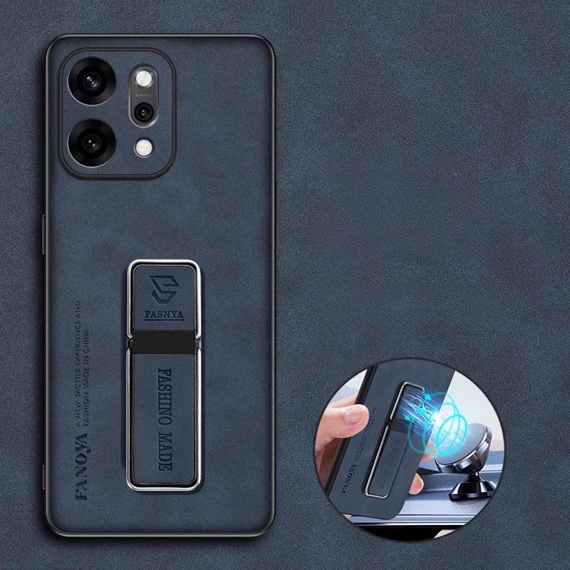 

Чехол для Reno 14F из овчины, кожаный, с магнитной подставкой-держателем, чехол для OPPO Reno 14 Pro 14 F, защитный чехол для беспроводной зарядки Oppo reno14 f синий