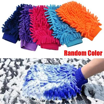 Car Washing Microfiber Glove Double Sided Home Cleaning Soft Cloth Automobile Maintenance Cleaning Accessories Random Color