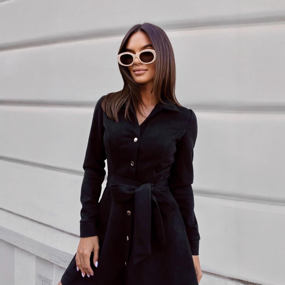 

2026 Autumn Women s European & American Fashion Long-Sleeve Shirt Dress XL червоний