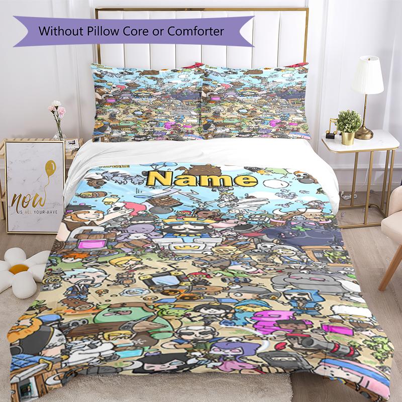 3pcs Custom Name Clash Royale Bedding Set Duvet Cover Closure Includes 1 Duvet Cover & 2 Pillowcases, Soft and Comfortable for All Seasons.