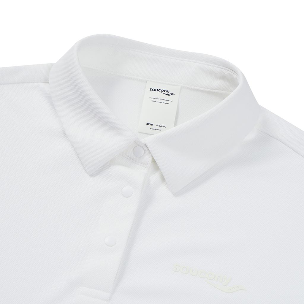 Saucony Solid Color Fashion Versatile Short Sleeve Polo Shirt Women tops Pure-White SA1259SP02L-WT023