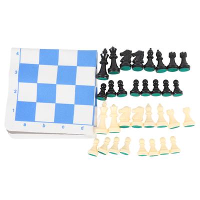 Set da Gioco degli Scacchi Plastica 32 Pezzi degli Scacchi Scacchisti con Scacchiera Blu Bianca in Pelle PU da 13,8 Pollici per
