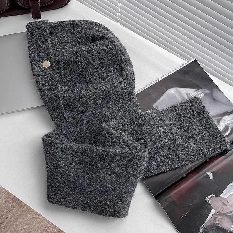 Winter Hat Scarf For Women Knitted Hooded Caps Outdoor Warm One-Piece Neck Collar Beanies Hats For Girls