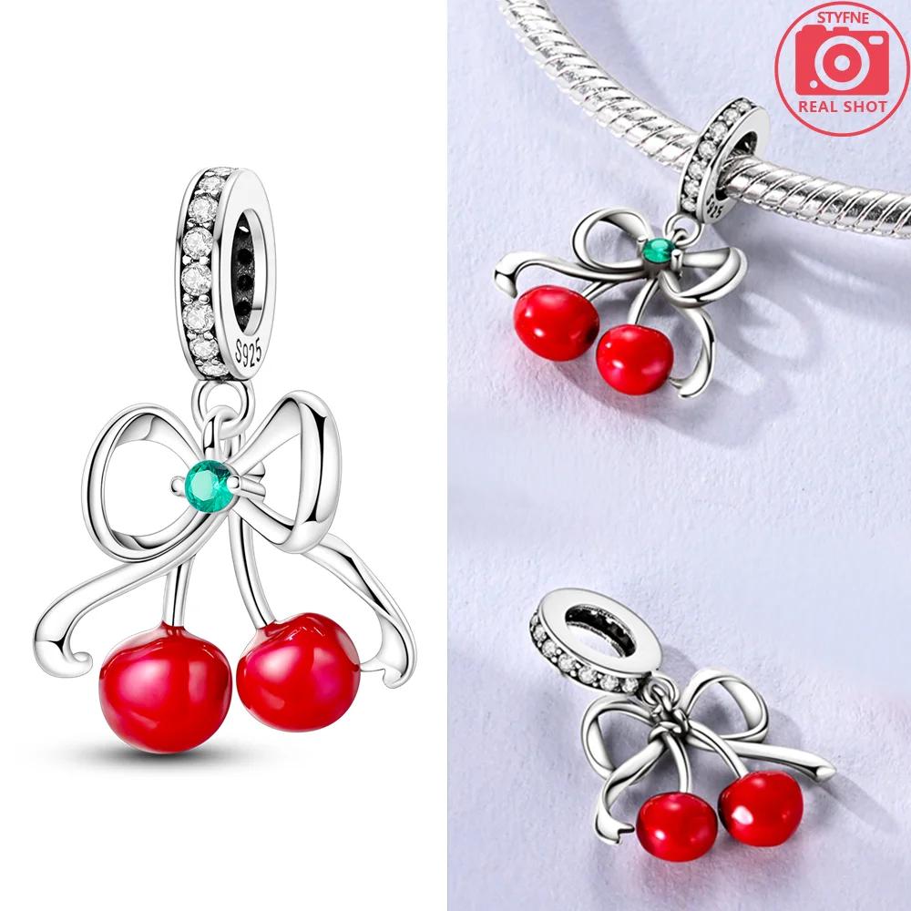 Charms Copper Original Red Cherry Girl Polka Dot Matryoshka Bow Beads Fit Bracelet Jewelry Women Making Diy Gift Accessory